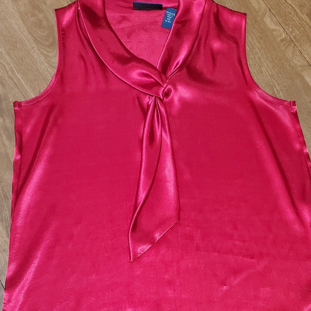 Vibrant Red Silk Sleeveless Top